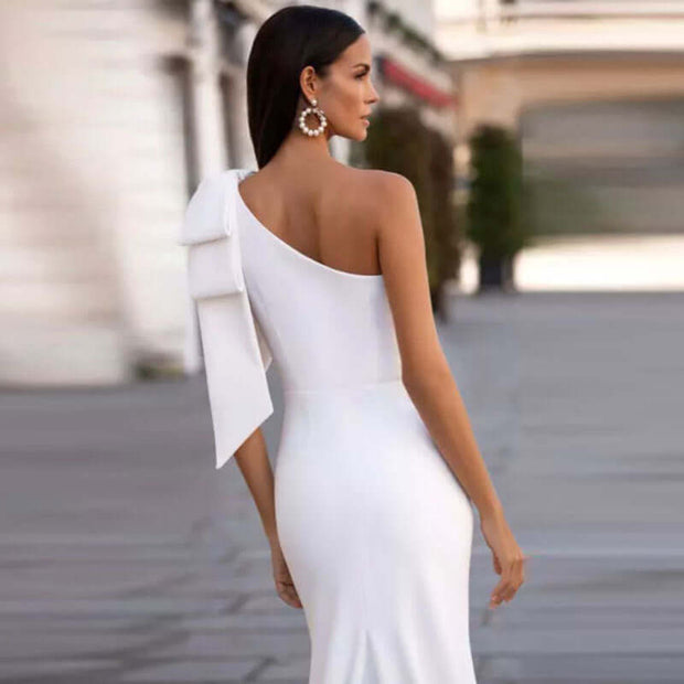 Amazon Express wish independent station new single shoulder bow slimming fishtail slimming wedding dress