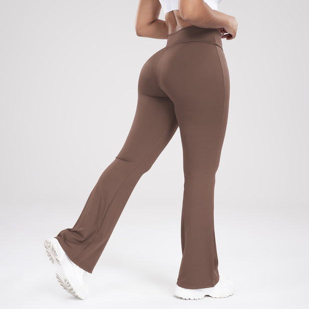 Cross waist sports outdoor casual bell bottoms slim yoga pants women