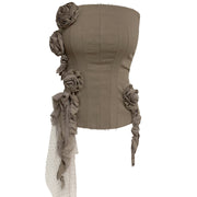 Women's Floral Decorative Slim One-shoulder Bustier Bottoming Tops