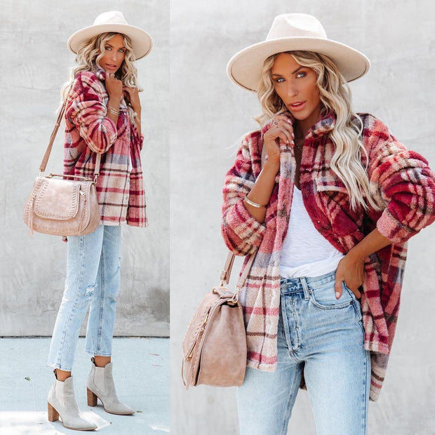 For autumn winter 2022, Amazon's AliExpress is selling plaid-patterned wool thickened mid-length cardigan