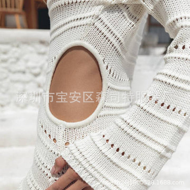 French knit dress women design spring and autumn new V-neck light mature style sweater knit dress