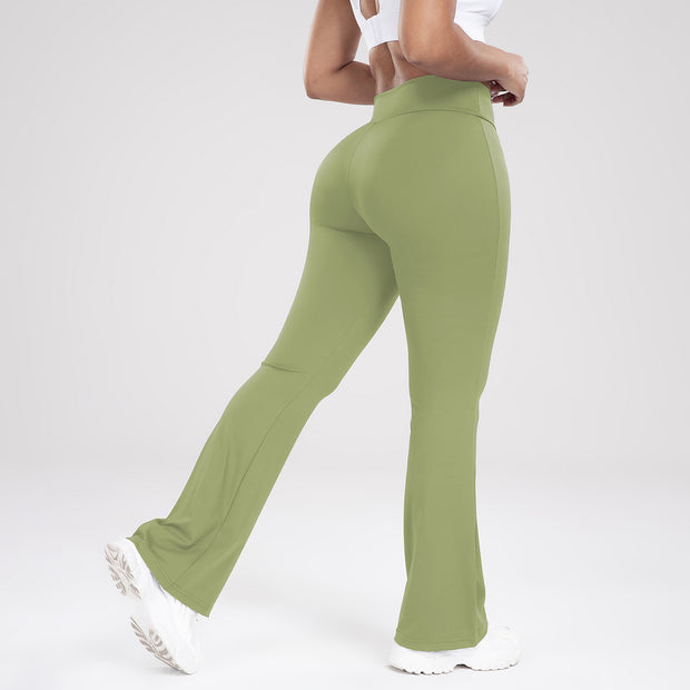 Cross waist sports outdoor casual bell bottoms slim yoga pants women