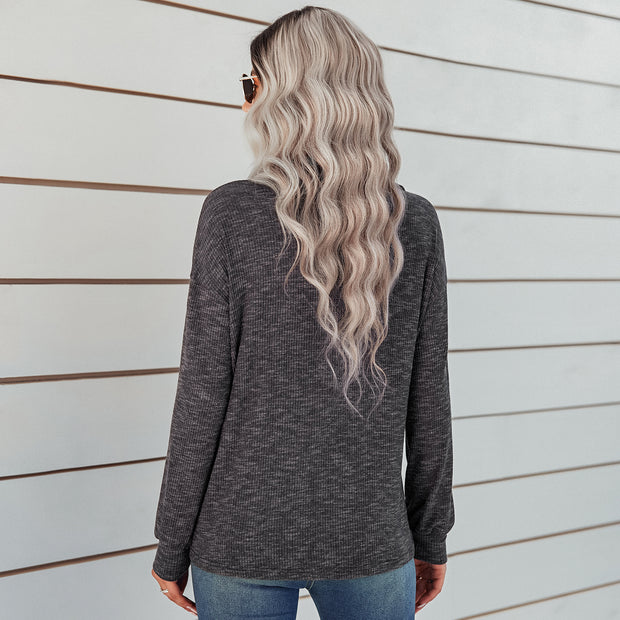 Women's Casual Lapel Pullover Knit Tops
