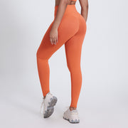 New solid color running pants fitness nine pants peach hips wearing high waist nude yoga pants