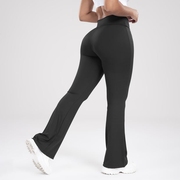 Cross waist sports outdoor casual bell bottoms slim yoga pants women