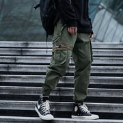 Autumn/winter new men's overalls Japanese trend Korean version multi-pocket large size casual men's small foot pants