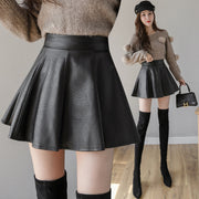 New leather skirts for autumn and winter, high-waisted slimming skirts, women's puffy lettered short skirts, umbrella skirts and pleated skirts