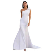 Amazon Express wish independent station new single shoulder bow slimming fishtail slimming wedding dress
