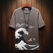 2021 summer new short sleeve T-shirt men's Chinese style top loose large size trend half sleeve round neck printed T-shirt