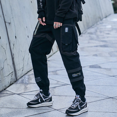 Autumn/winter new men's overalls Japanese trend Korean version multi-pocket large size casual men's small foot pants