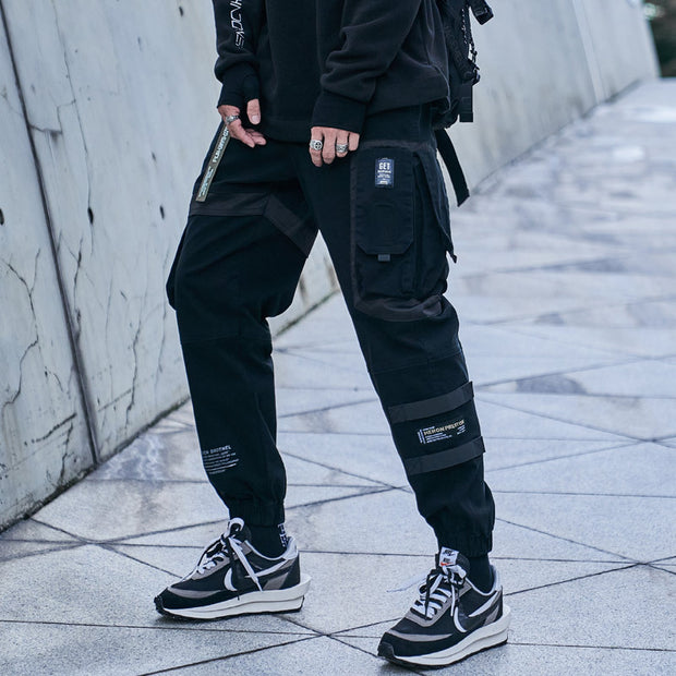 Autumn/winter new men's overalls Japanese trend Korean version multi-pocket large size casual men's small foot pants