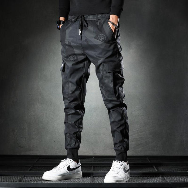 Spring/summer thin camouflage casual pants men's fashion brand 2021 new slim-fit elastic waist corset cargo long pants