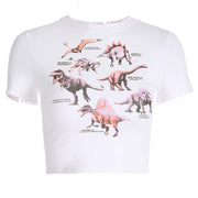Cross-border women's Express new Europe and the United States new tight short crew-neck printed women's T-shirt blouse