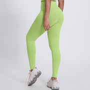 New solid color running pants fitness nine pants peach hips wearing high waist nude yoga pants