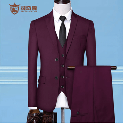 Formal Business Wedding 3 Pieces Suit Set / Male 2022 Blazers Jacket Pants Vest Trousers Dress Waistcoat