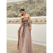 Women's Floral Decorative Slim One-shoulder Bustier Bottoming Tops