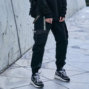 Autumn/winter new men's overalls Japanese trend Korean version multi-pocket large size casual men's small foot pants