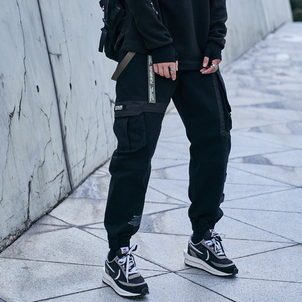 Autumn/winter new men's overalls Japanese trend Korean version multi-pocket large size casual men's small foot pants