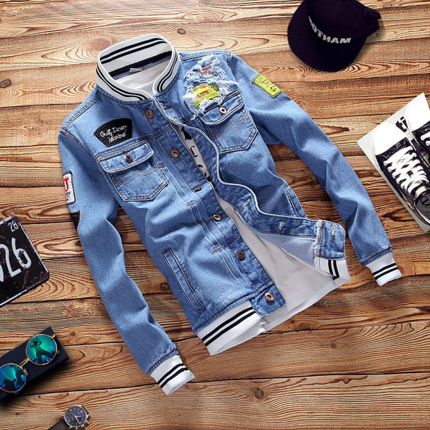 Autumn and winter Japanese trend jacket casual loose students handsome cowboy clothes men Harajuku BF wind coat