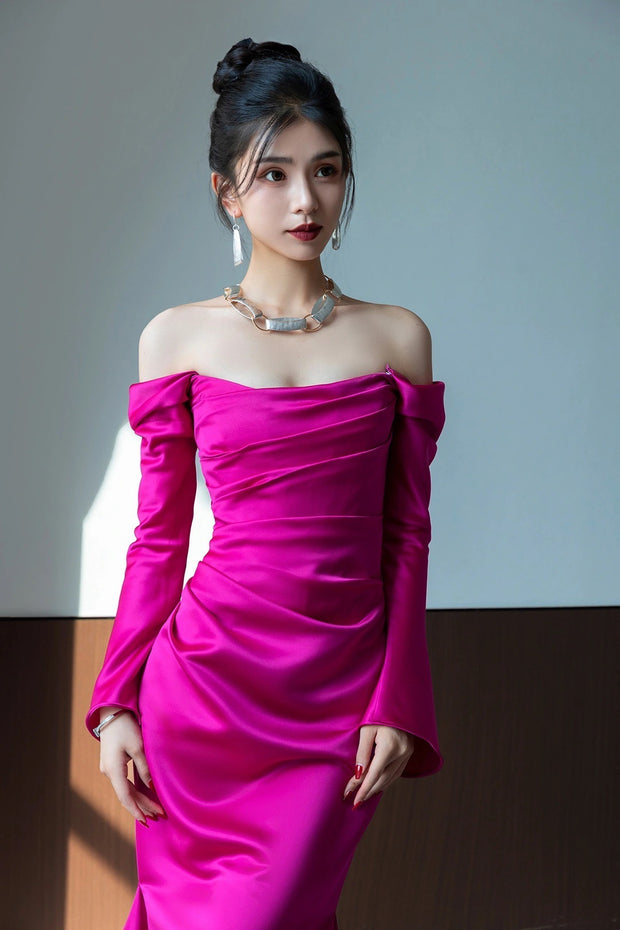 Evening Light Luxury High-grade Bridal Gown Wedding Off-shoulder Toast Dress