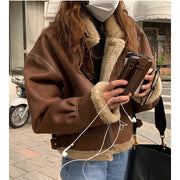 Quality spot 2022 winter new South Korea imitation fur body thickened warm imitation leather jacket locomotive clothing